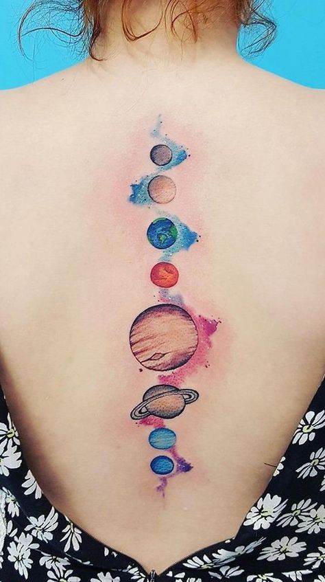 Tattoo Planets, Floral Watercolor Tattoo, Small Watercolor Tattoo, Solar System Tattoo, Shape Tattoo, Illustration Tattoo, Watercolor Tattoos, Harry Potter Tattoos, Disney Tattoo