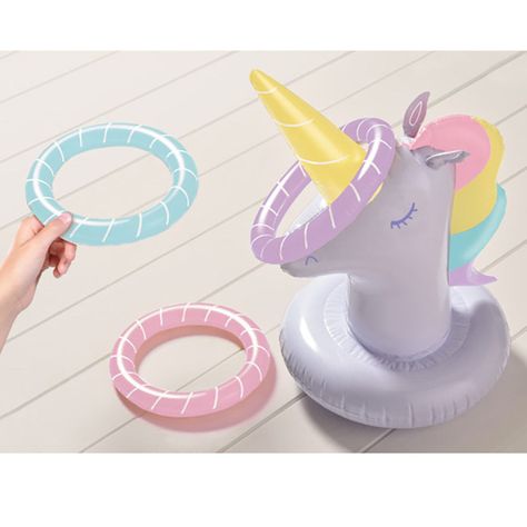 Enchanted Unicorn Inflatable Ring Toss(4) Unicorn Ring Toss, Game Birthday Party, Unicorn Birthday Party Decorations, Unicorn Ring, Rainbow Unicorn Party, Unicorn Themed Birthday Party, Rainbow Unicorn Birthday, Ring Toss Game, Ring Toss