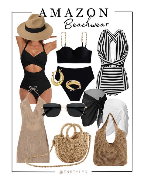 Trendy Bikinis, Beach Look, Elegant Earrings, Wide Brimmed, A Bag, This Summer, Straw, Summer Fashion, Cover Up