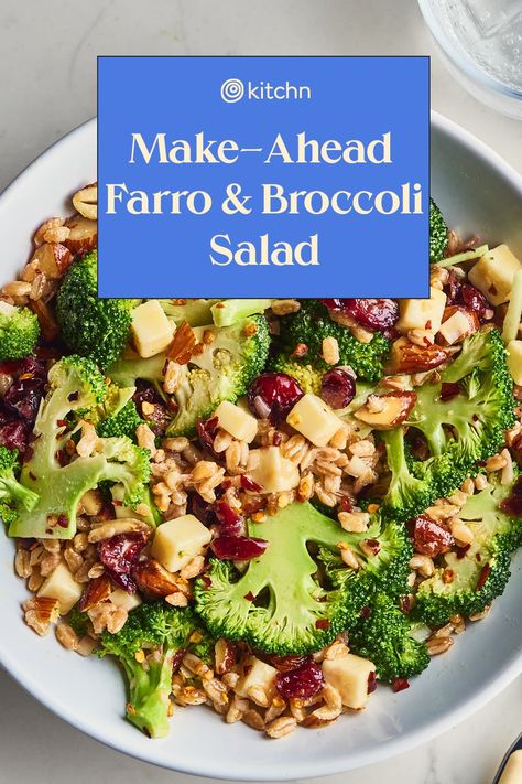 Farro Salad Recipes, Farro Recipes, Vegetarian Salad, Broccoli Salad Recipe, Farro Salad, Getting Bored, Lunch Salads, Broccoli Salad, Vegan Salad