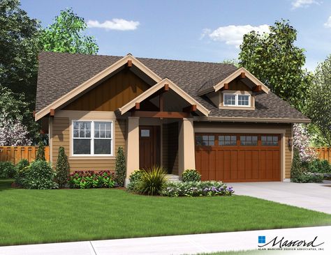 Mascord Plan B1168ES -The ESPRESSO Craftsman Style Bungalow, Craftsman Ranch, House Plans One Story, Craftsman Style Homes, Bungalow House Plans, Craftsman Style House Plans, Craftsman House Plan, Ranch Style Homes, Ranch House Plans