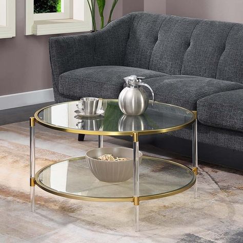 Mercer41 Sevil Coffee Table with Storage | Wayfair Coffee Table Flowers, Coffee Table Candles, Modern Apartment Decor, Tempered Glass Shelves, Acrylic Legs, Inspire Me Home Decor, Glass Coffee Table, Living Room Coffee Table, Coffee Table Design