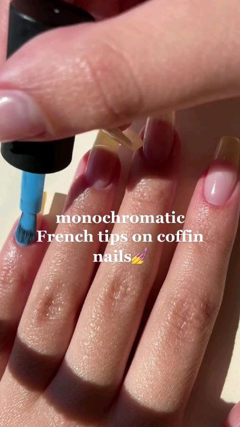 How To Create Monochromatic French Tips on Coffin Nails 💅 in 2022 | Stylish nails, Nail colors, Nail designs Kutek Disney, Java Burn, Cute Gel Nails, Short Acrylic Nails Designs, French Tips, Classy Nails, Pretty Acrylic Nails, Chic Nails, Short Acrylic Nails