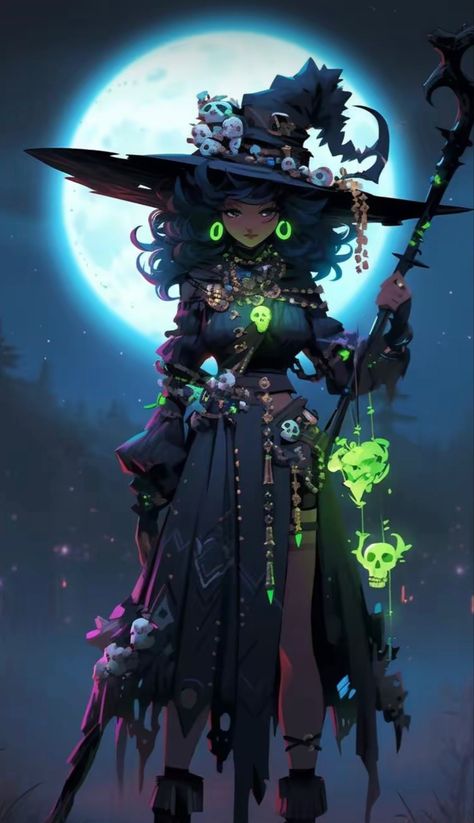 Witch Oc Design, W.i.t.c.h Fanart, Halloween Digital Art, Witch Characters, Fantasy Witch, Goth Witch, Anime Witch, Witch Art, A Witch