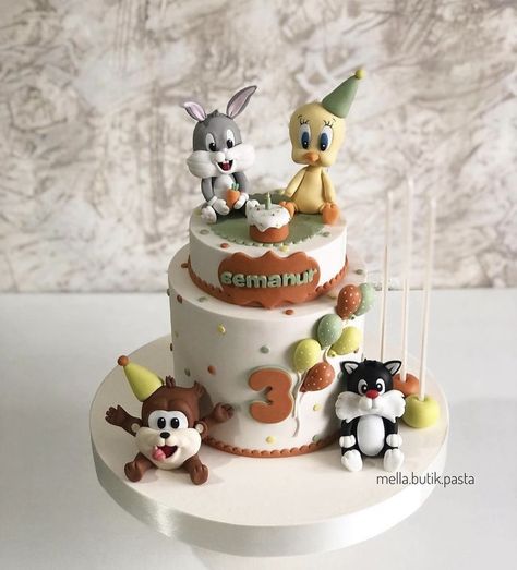 Tom Cake, Looney Tunes Party, Birthday Cake For Mom, Baby Looney Tunes, Cake Inspo, Creative Birthday Cakes, Baby Birthday Cakes, Fourth Birthday, Fancy Cakes