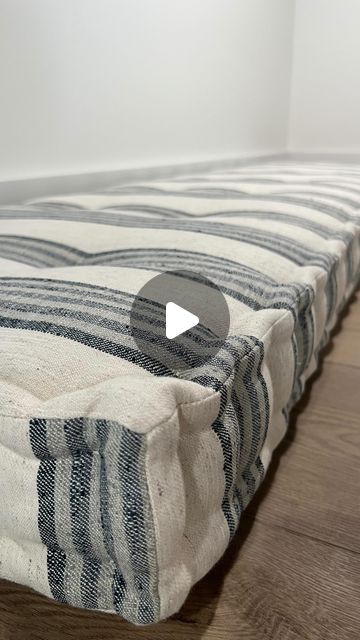 Cristal Frederick on Instagram: "Listen, if you can sew a regular cushion you can make a French mattress cushion.  This is the first one that I’ve ever made so I wanted to share a couple things that I learned or might do differently next time.   •I would probably make the cushion 1/2-1” bigger than I would usually make my cushion. Because of the edge detail it pulled in slightly smaller and I like my cushions to be snug in the space.  •Use button tufting thread the first time. I started by using upholstery weight thread and got to side 3 before it snapped. There is not much that I find more frustrating than being close to finishing a piece and then something happens.  •Stuff the corners extra extra extra! I had heard this tip and did put some in but I should have added more. It probably wo Diy Bench Cushion, French Mattress Cushion, French Mattress, Cushion Tutorial, Mattress Stitch, Tufted Bench, Couple Things, Diy Cushion, Tufted Cushion