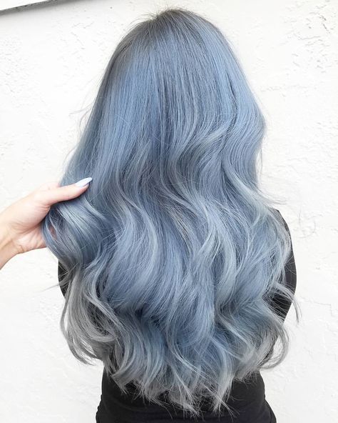 Blue And Grey Hair, Icy Blue Hair, Light Blue Hair, Beautiful Hair Color, Hair Inspiration Color, Icy Blue, Blue And Grey, Cloud 9, Light Skin