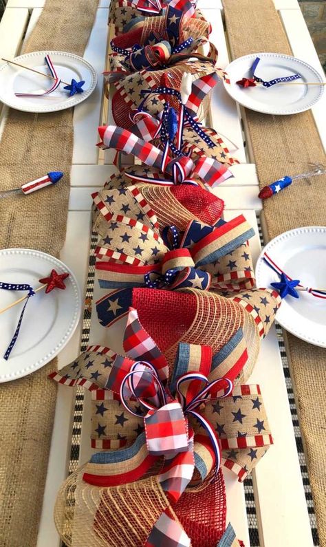 Veterans Day Table Centerpieces With Flags, 4th Of July Table Centerpieces, Patriotic Centerpieces, Memorial Day Decorations, Fourth Of July Decorations, 4th July Crafts, Fourth Of July Food, Fourth Of July Decor, Patriotic Crafts