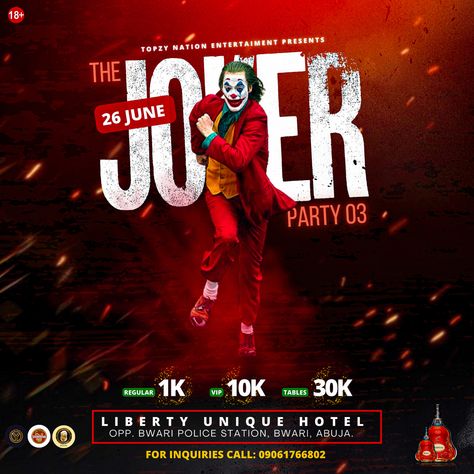 Joker Party, Club Flyers, Unique Hotels, Party Flyer, Deadpool Videos, Video Games Artwork, Video Game Covers, Movie Posters, Film Posters