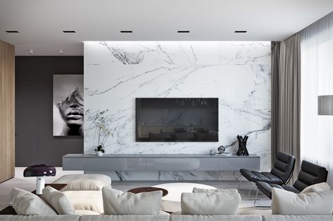 Marble Walls, Feature Wall Living Room, Living Room Tv Unit, Tv Room Design, Tv Wall Decor, Tv Wall Design, 아파트 인테리어, Living Room Design Decor, Living Room Tv Wall