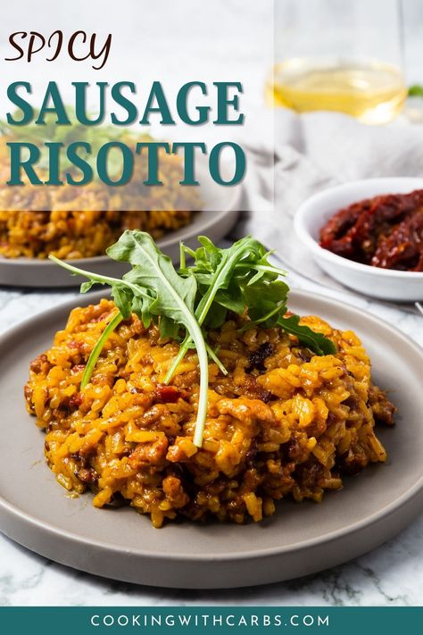 Click this recipe for 3 tips on making this Instant Pot Spicy Italian Sausage Risotto.
This dinner is everything you want from a risotto, without the necessity of standing over it at the stove top.  It's smooth, creamy and flavourful.  It's a delicious meal on it's own, or served as a side to meat or seafood of your choice. Best yet, it can be ready in 45 minutes! Italian Sausage Risotto, Risotto Instant Pot, Sausage Risotto, Risotto Dinner, Sausage Parmesan, Spicy Italian Sausage, Creamy Rice, Spicy Sausage, Risotto Recipes