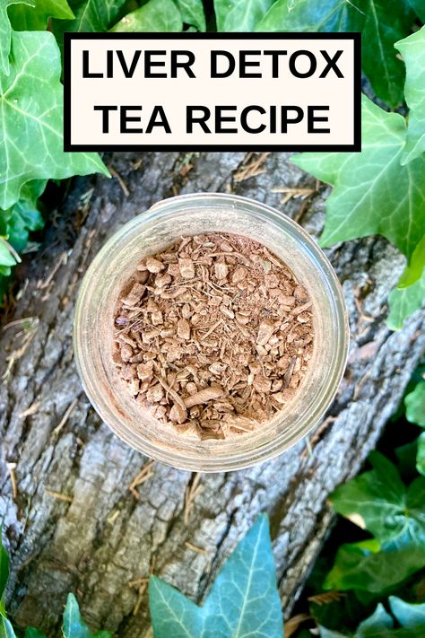 Recipe for a homemade liver detox tea made from burdock root, dandelion root, echinacea, and cacao. Click for recipe! #liverdetox #detoxtea #herbalism #herbaltea #tearecipe Liver Tea Recipe, Dandelion Tea Recipe, Herbalism Recipes, Burdock Tea, Herbal Tea Recipes Homemade, Liver Detox Tea, Burdock Root Tea, Herbal Diy, Healing Teas