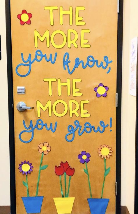 Spring Classroom Door Childcare Door Displays, When We Learn We Grow Classroom Door, Year Round Classroom Door Ideas, Spring Classroom Decorations Wall Decor, 1st Grade Classroom Door Ideas, Simple Door Decorations Classroom, Pre K Door Ideas, April Door Decorations Classroom, Easy Classroom Door Ideas