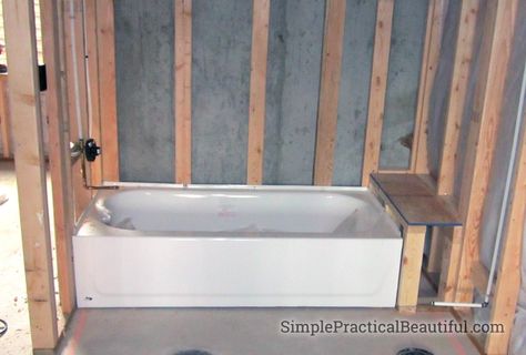 Bathtub Shelf Built In, Simple Tub Shower Combo, Tub With Bench At End, Bathtub Ledge Ideas, Bathtub Alcove Ideas, Inset Bathtub Tub Surround Tile, Alcove Tub With Ledge, Bathtub With Ledge, Tub With Ledge