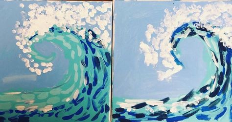 Halloween Art Lessons, Art Camp Projects, Art Club Projects, Boyfriend Painting, Ocean Wave Painting, Classe D'art, Ocean Waves Art, Elementary Lesson Plans, La Art