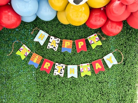 Toy Story Birthday Banner, Toy Story Banner, Toy Story Cake Topper, Ezra 1, Toy Story Bday, Toy Story Party Decorations, Toy Story Theme, Toy Story Cakes, Story Birthday