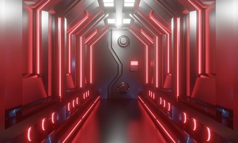 Red Spaceship, Spaceship Corridor, Sci Fi Laboratory, Space Ships Sci Fi, Futuristic Spaceship, Sci Fi Aesthetic, Red Space, Spaceship Interior, Server Room