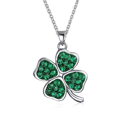 Bling Jewelry 925 Silver Green Crystal 4 Leaf Clover Pendant 16in Emerald Aesthetic, Pantone Metallic Shimmers, Braid Hairdo, Green Necklaces, Shamrock Jewelry, Necklaces Green, Green Pantone, Celtic Green, Silver Shamrock