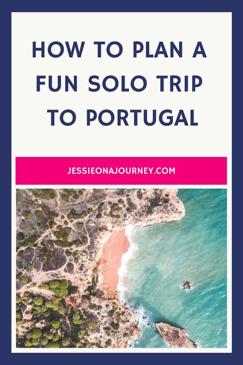 Pinterest pin that reads how to plan a fun solo trip to Portugal and shows a photo of a beach with crystal clear water in portugal. Travel In Portugal, Solo Travel Europe, Woman Traveling, Lisbon Airport, Trip To Portugal, Europe Train Travel, Solo Adventure, Solo Travel Destinations, Popular Travel Destinations