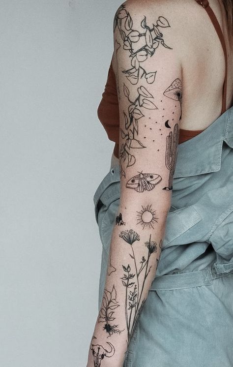 Tatuaje Cover Up, Mujeres Tattoo, Earthy Tattoos, Whimsical Tattoos, Nature Tattoo Sleeve, Mandala Tattoos, Garden Tattoos, Feminine Tattoo Sleeves, Color Png