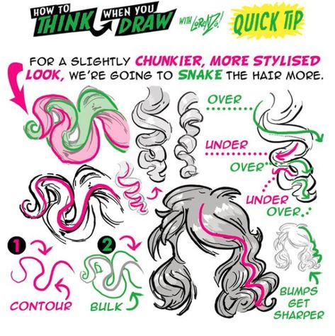 Draw Curly Hair, Stylized Hair, Etherington Brothers, Draw Hair, How To Think, Book Maker, Big Curls, Hair Reference, Digital Art Tutorial