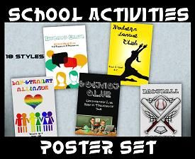 School Activities Poster Set Sims 4 School, High School Posters, Furniture Cc, Sims 3 Cc Finds, Sims 3 Mods, Sims 4 Children, Sport Poster Design, Sims 4 Gameplay, School Clubs