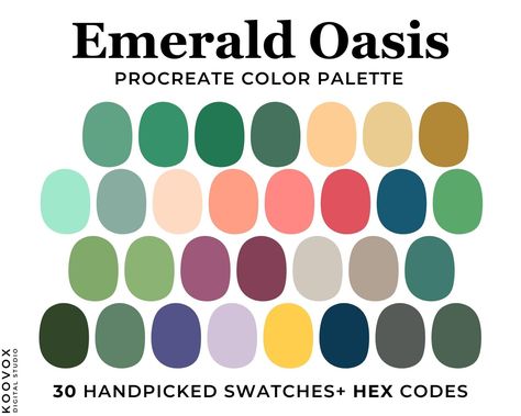 Jewel Tones Color Palette Hex Codes, Colour Palette With Emerald Green, Colors That Go With Emerald Green, Green Complimentary Colors, Emerald Green Color Scheme, Emerald Green Color Palette, Color Hex Codes, Color Palette Procreate, Burgundy Colour Palette