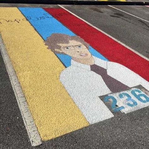 So custom-painted assigned high school senior parking spots are a thing now, and it appears students are expressing a LOT (ahem) of creativity. Painted Parking Spaces Ideas, Graduation Themes, Parking Ideas, Senior Parking Spots, Parking Space Ideas, Parking Lot Painting, Senior Parking Space Ideas, Parking Spot Painting, Spot Painting