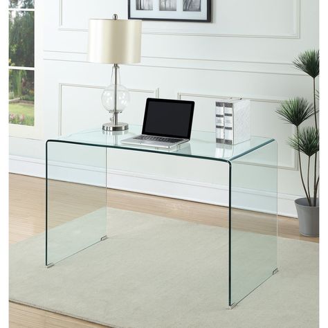 Contemporary Clear Glass Writing Desk, Coaster Contemporary Writing Desk, Cheap Office Furniture, Glass Desk Office, Desk Dimensions, Glass Office, Modern Office Desk, Glass Desk, Beautiful Bedroom, Coaster Furniture