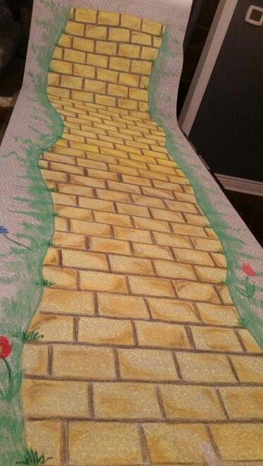 Wizard Of Oz Yellow Brick Road Diy, Yellow Brick Road Painting, Oz Characters, Road Drawing, Wizard Of Oz Musical, Yellow Road, Wizard Of Oz Characters, Goodbye Yellow Brick Road, Road Painting