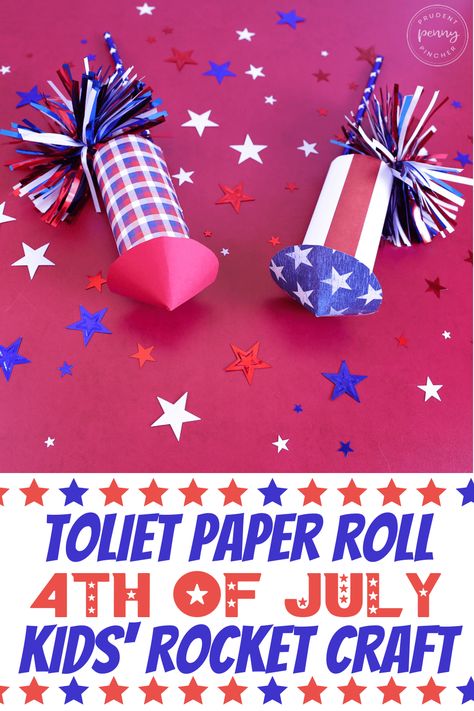 4th of July Toilet Paper Roll Rocket Craft for Kids Toilet Paper Roll Rocket, Rocket Craft For Kids, Firework Craft, Rocket Decorations, Rocket Craft, July Decoration, Fireworks Craft, Craft Instructions For Kids, Toilet Roll Craft