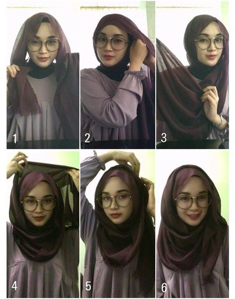 Hijab With Glasses, Square Hijab Tutorial, How To Wear Hijab, Simple Hijab Tutorial, Hijab Inspiration, Hijab Simple, Modele Hijab, Mode Hijabi, Simple Hijab