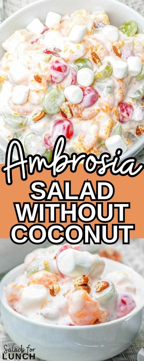 Easy Ambrosia Salad, Healthy Salads For Lunch, Ambrosia Salad Recipe, Recipe With Sour Cream, Ambrosia Recipe, Healthy Lunch Salad, Salads For Lunch, Hawaii Recipes, Ambrosia Fruit Salad