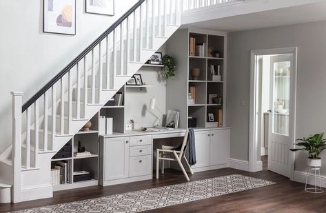 Study Under Staircase, Understairs Office Ideas, Office Under Staircase, Office Under The Stairs, Under Stairs Desk, Under Stairs Office, Desk Under Stairs, Office Under Stairs, Stairs Office