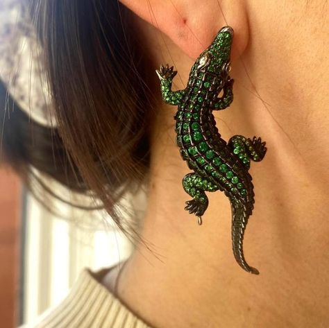 Thirst For Knowledge, Parisian Jewelry, Jewellery Designer, Crocodiles, Mixed Metals, Earrings Gold, Jewelry Design, Gems, Animals