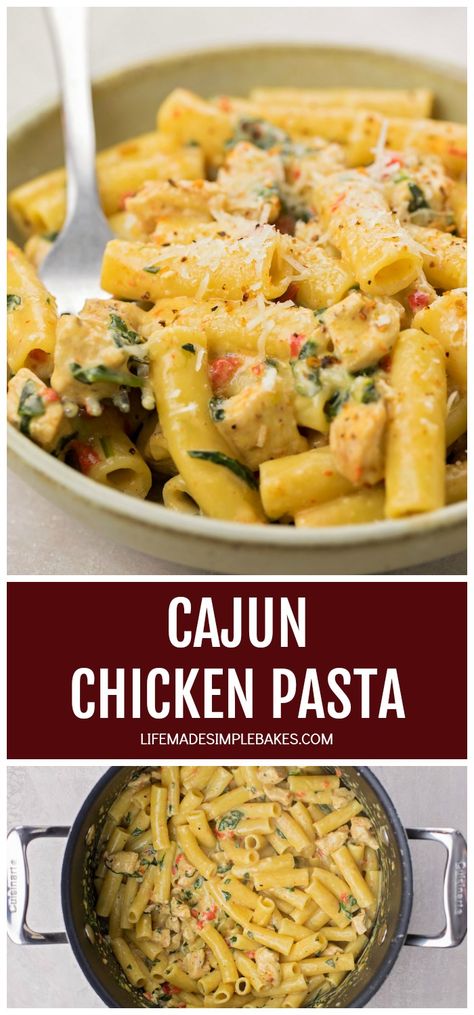 This creamy Cajun Chicken Pasta is simple with a hint of spice. It makes for an easy & incredibly flavorful homemade dinner. #cajunchickenpasta #chickenpasta #pasta #chicken #pastarecipes Cajun Chicken Pasta Recipe, Creamy Cajun Chicken Pasta, Creamy Cajun Chicken, Cajun Chicken Pasta Recipes, Easy Cajun, Pasta Easy, Cajun Pasta, Cajun Chicken Pasta, Cajun Chicken