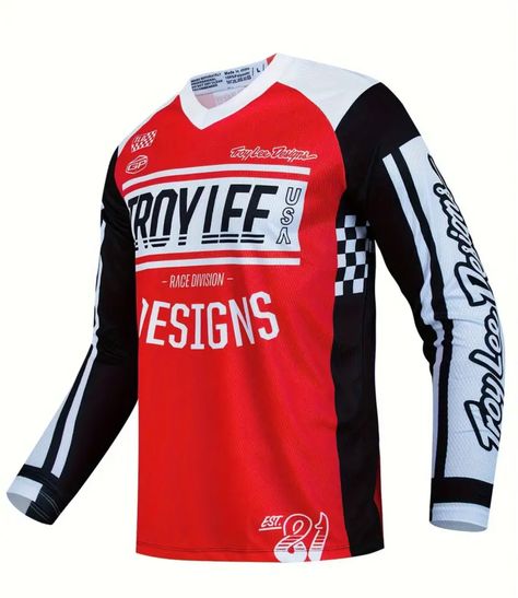 Bike Jersey Design, Cycling Kits Design, Mx Jersey, Racing Jersey, Motocross Jersey, Troy Lee Designs, Downhill Mtb, Troy Lee, Men Fashion Casual Shirts