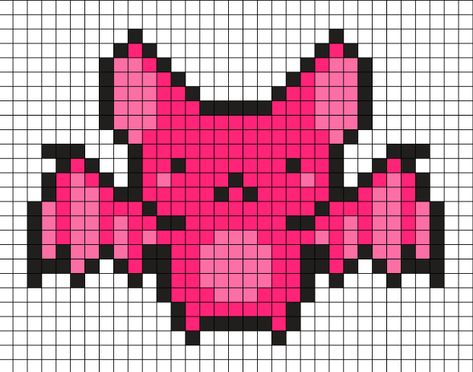 Punk Perler Beads, Bat Perler Bead Pattern, Perler Bead Bat, Emo Perler Beads, Gloomy Bear Pixel Art Grid, Emo Pixel Art, Bat Perler, Monster High Pixel Art Grid, Creepy Cute Perler Beads