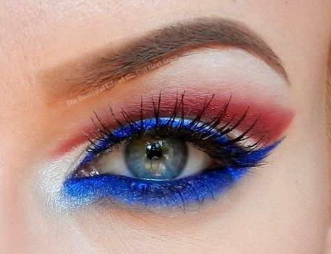 Red, White, and Blue Makeup to Have You Rocking Your Pride This 4th of July ... 4th Of July Makeup Ideas, July Makeup Ideas, Makeup Ideas Looks, July Makeup, Makeup 2016, 4th Of July Makeup, White Lies, Holiday Makeup, Blue Eyeshadow