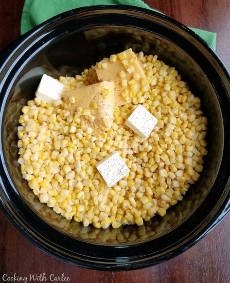 Crockpot Scalloped Corn, Macaroni Corn Casserole, Corn Casserole Crockpot, Scalloped Corn, Slow Cooker Creamed Corn, Crockpot Mac And Cheese, Creamed Corn Recipes, Corn Dishes, Carlsbad Cravings