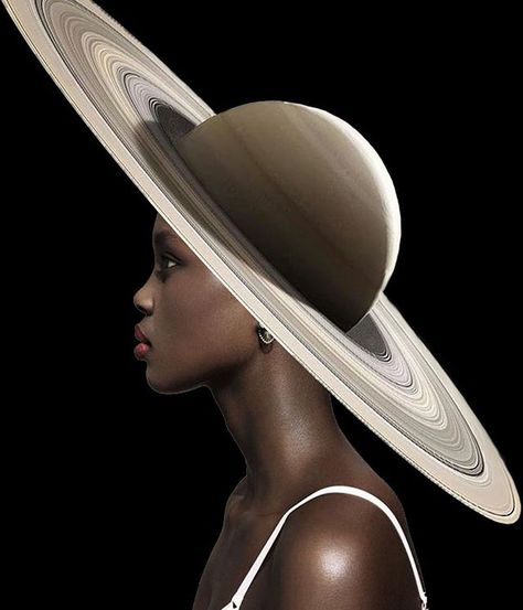 Saturn Fashion, Hat Art, Headpiece Accessories, Collage Artwork, Collage Maker, Fantasy Clothing, Clothing Ideas, Digital Collage, Headdress