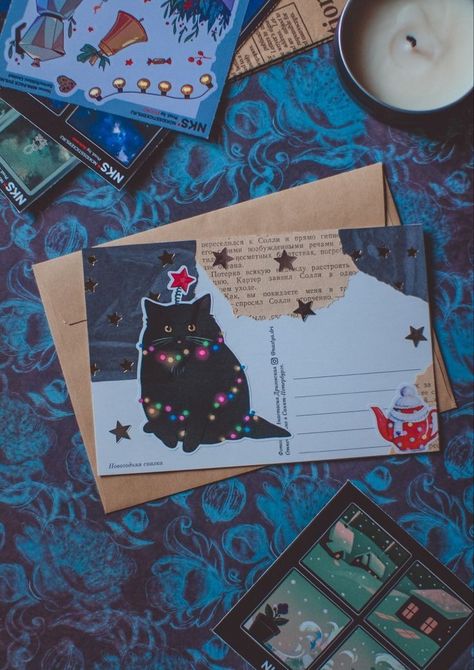 Handmade Postcards Ideas, Christmas Postcard Handmade, Christmas Letter Aesthetic, Christmas Aesthetic Cards, Letter Inspo Aesthetic, Postcard Art Ideas, Christmas Penpal, Penpal Letters Aesthetic, Tarjetas Aesthetic