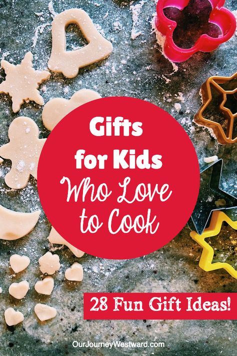 28 Fun Gifts for Kids Who Love to Cook - Our Journey Westward Cooking Gifts For Kids, Kids Baking Gift Basket, Baking Gift Basket, Homeschool Middle School, Kid Chef, Kids Cookbook, Unique Gifts For Kids, Homeschool Encouragement, Tree Decorating