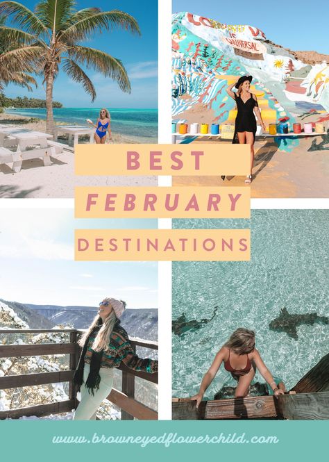 From fun ski trips to Park City to relaxing island vacations in the Bahamas, discover the best places to visit in February in the world. Add these February travel destinations to your February travel bucket list. Whether you want a cold destination or to find one of the best winter sun destinations, you'll find the perfect spot on this list of the best February travel destinations. | best places to go in February | best february vacation destinations February Travel Destinations, Best Tropical Vacations, Adventurous Travel, Best Beaches To Visit, Ski Trips, Winter Getaway, Winter Sun, The Bahamas, Island Vacation