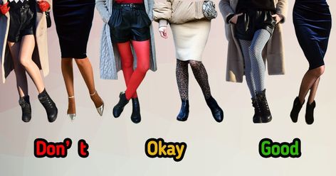 A lot of us remember the days when we used to go to kindergarten and our moms asked us to wear tights. Those tights often irritated the skin, slipped down the legs, and weren’t cool at all. A lot has changed since then and today, tights are a popular, good-looking accessory. But even the most stylish look can be ruined if you choose the wrong tights. 5-Minute Crafts decided to find out more about tights and how to choose them correctly. Nude Tights Outfit, Short Dress With Tights, Nude Short Dresses, Nude Tights, Thick Tights, Woolen Dresses, Colored Tights, Tights Outfit, Tan Skin