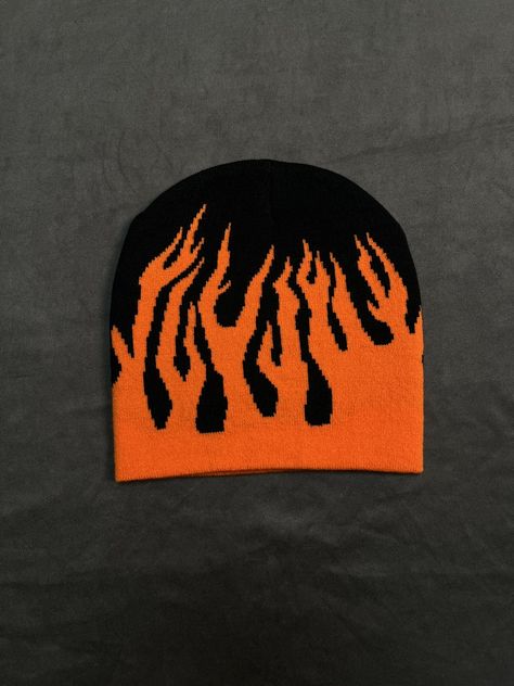 Rare Y2k Vintage Orange Flame Jacquard No Cuff Beanie Hats OS | Grailed Orange Accessories, Streetwear Y2k, Pocket Jeans, Beanie Hats, Cuff, Orange, Hats