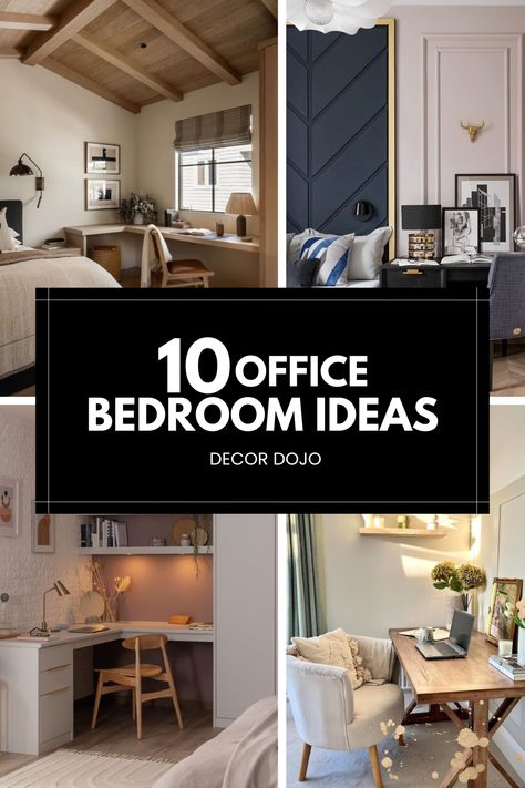 Explore our Office Bedroom Ideas board to find the perfect blend of work and relaxation in your space. Discover innovative designs that integrate efficient workstations into calming bedroom settings. Whether you're outfitting a small room or updating a large space, find inspiration for multifunctional furniture, smart storage solutions, and stylish decor that supports both productivity and peace. Perfect for home office enthusiasts and bedroom decorators alike! Bedroom Work From Home, Hidden Bedroom Office, Home Office In Master Room, Bedroom Corner Office Ideas, Office With Bed Ideas, Home Office Ideas In Bedroom, Office In Master Room, Working Space In Bedroom, Bedroom/office Ideas