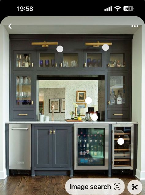 Wet Bar Ideas In Living Room Built Ins, Bar Sitting Area In Home, Wet Bar Ideas In Living Room, Family Room Bar Ideas, Sunroom Update, Rec Room Remodel, Built In Bar Cabinet, Lakeview House, Bar In Living Room