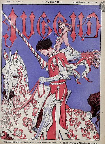 1896 Jugend 277 May 2nd | Flickr - Photo Sharing! Knight On Horseback, Art Deco Advertising, Old Magazine, Propaganda Art, Art Nouveau Poster, On Horseback, German Art, Arte Inspo, Vintage Poster Art