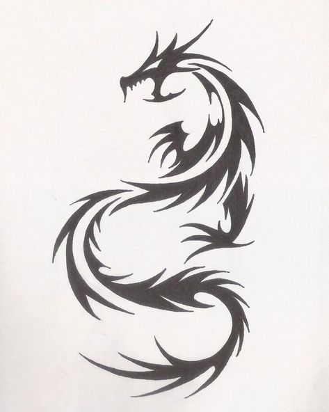 Dragon Trible Tattoos, Trible Tattoos For Men, Abstract Dragon Tattoo, Dragon Tattoo Stomach, Simple Dragon Drawing, Dragon Henna, Dragon Tattoo Simple, Arm Tattoos For Women Forearm, Dragon Tattoo Stencil